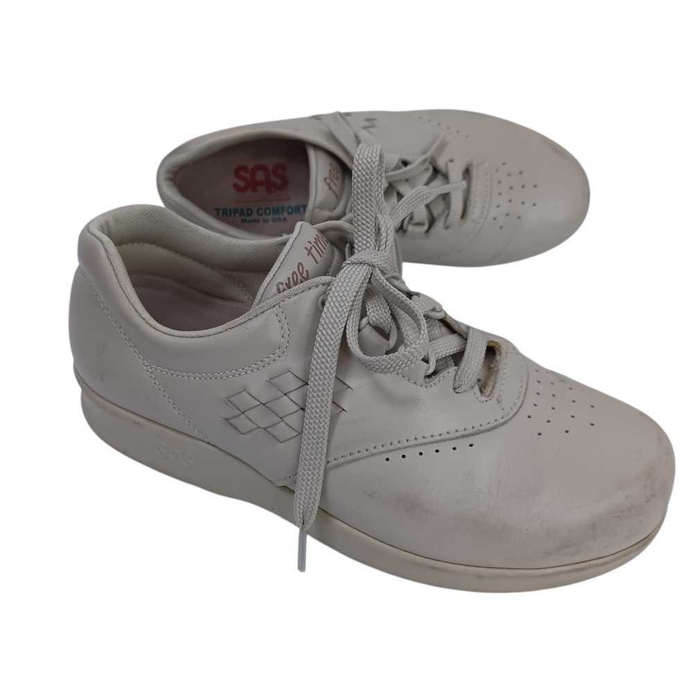 SAS Free Time Comfort Leather Lace Up Walking Shoes Tan‎ Womens Size 5.5 Wide